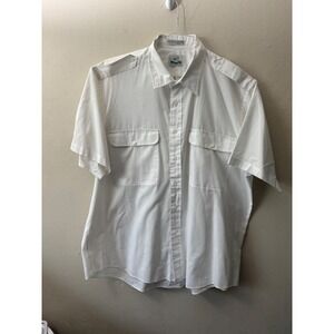 Van Heusen 417 Mens XL White Short Sleeve Button Down Shirt Epaulettes Pilot